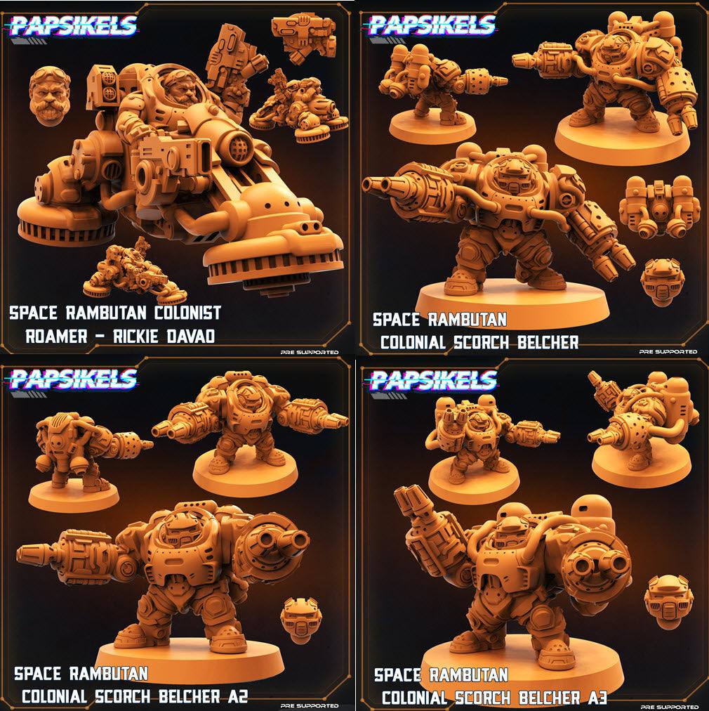 3D Printed Papsikels Cyberpunk Sci-Fi Space Rambutan Colonial Set - 28mm 32mm