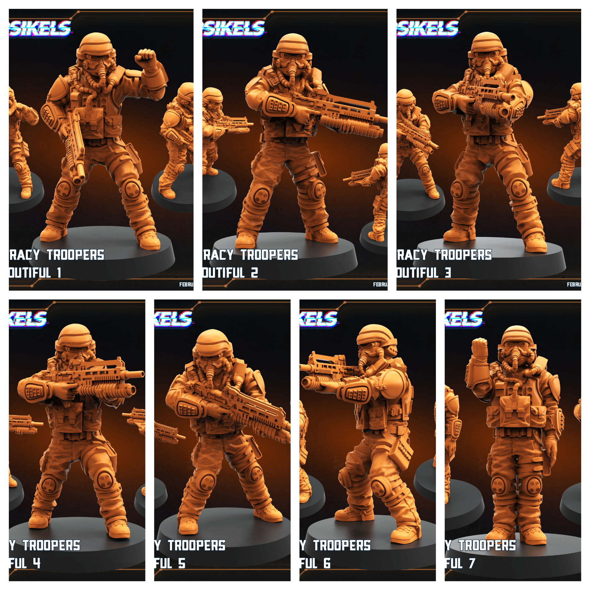 3D Printed Papsikels Democracy Trooper Hell Dutiful February 2025 Scifi 28mm 32mm