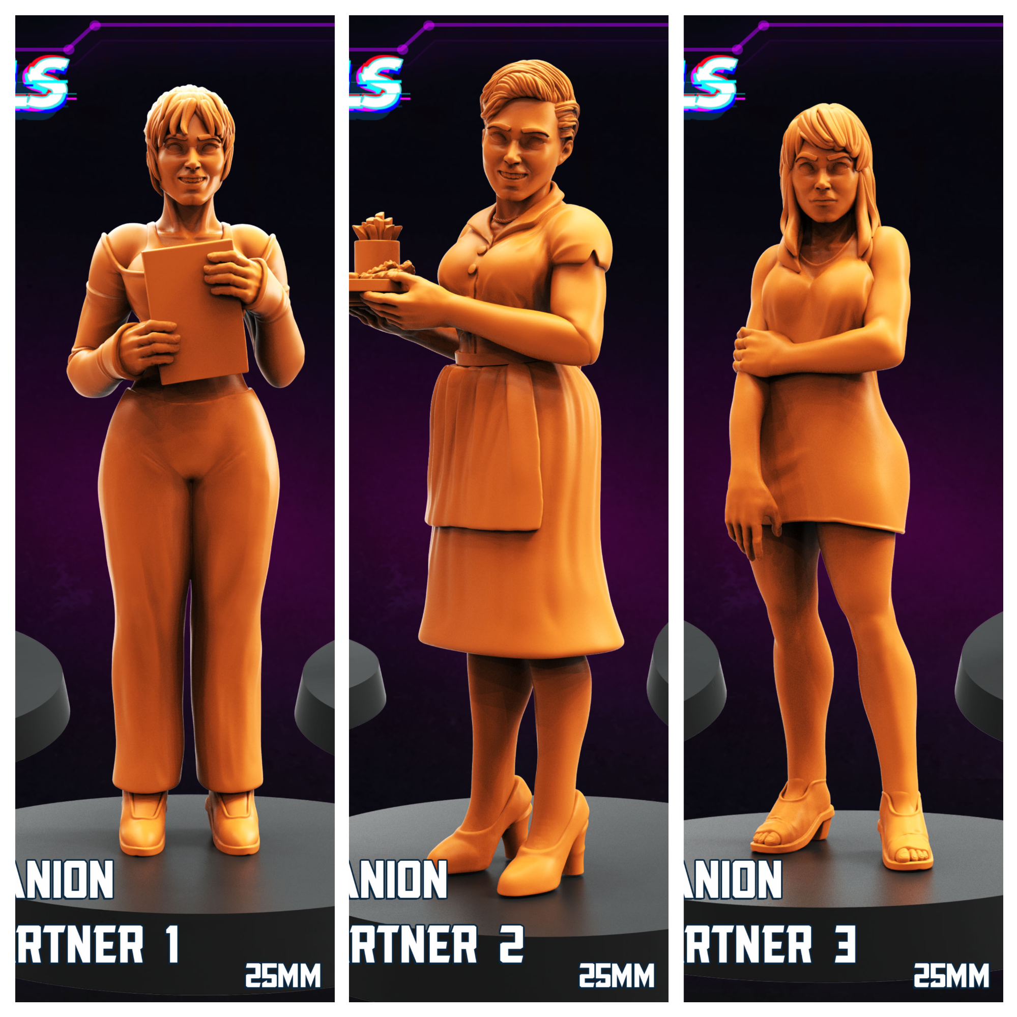 3D Printed Papsikels Digital Companion Domestic Partner Set October 2024 Cyberpunk 28mm 32mm