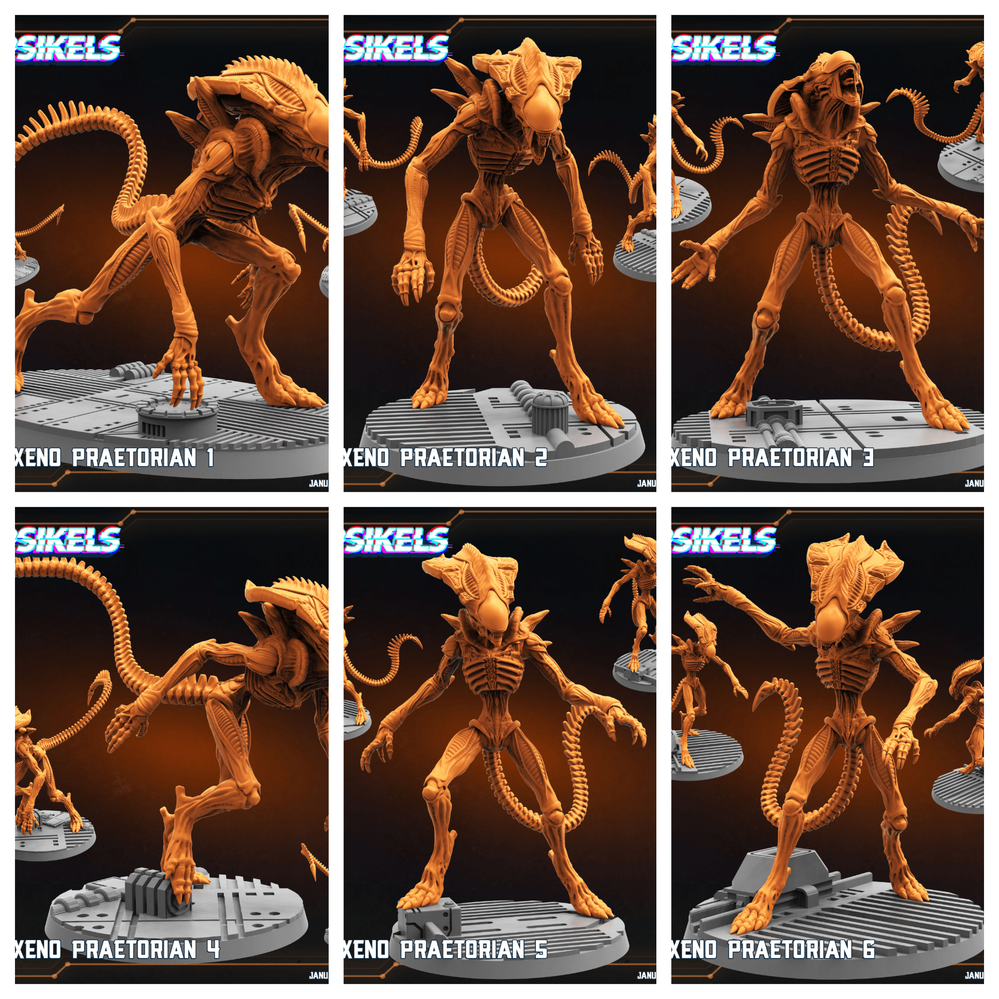 3D Printed Papsikels Elite Xeno Praetorians Set January 2025 - Scifi 28mm 32mm
