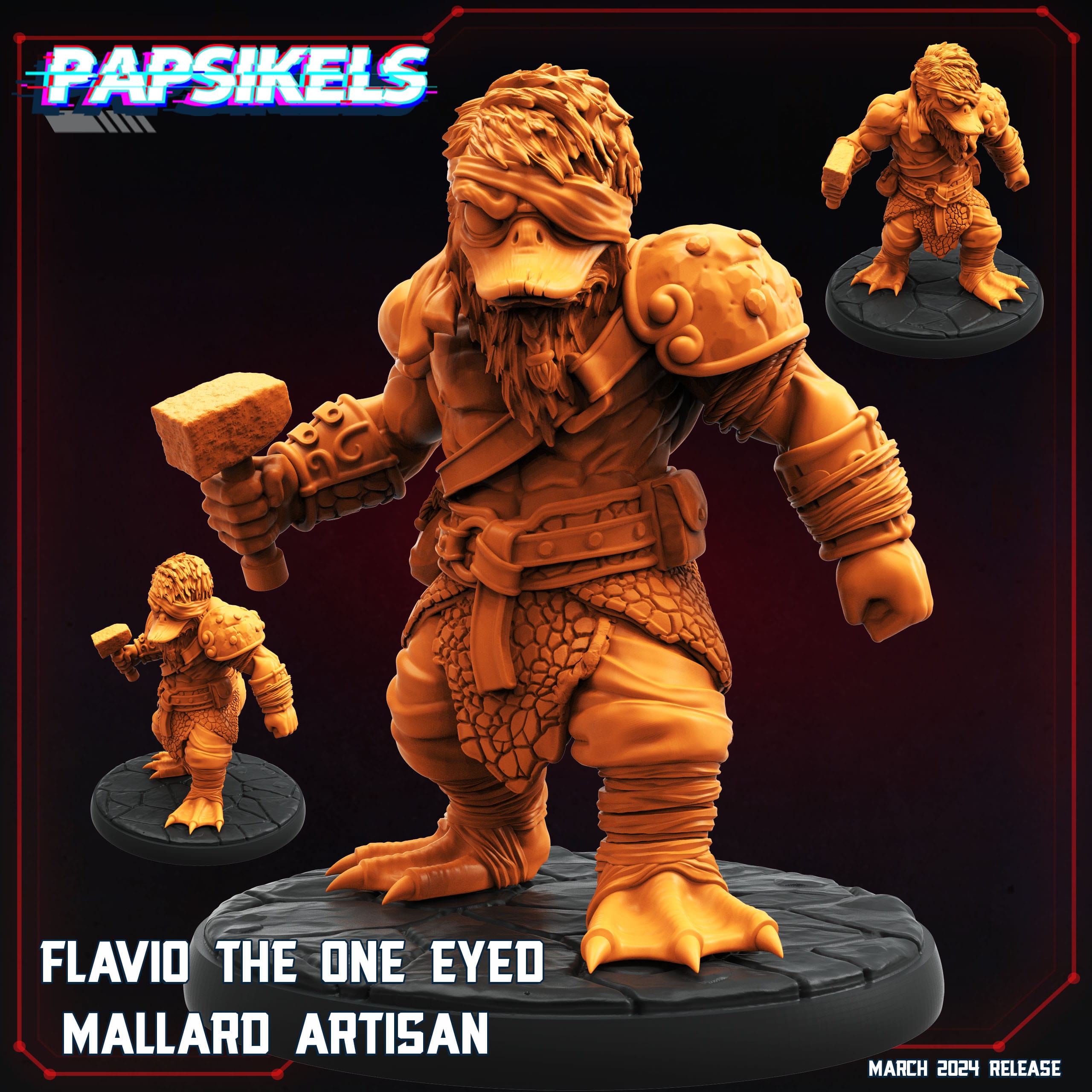 3D Printed Papsikels Flavio The One Eyed Mallard Artisan 28mm 32mm