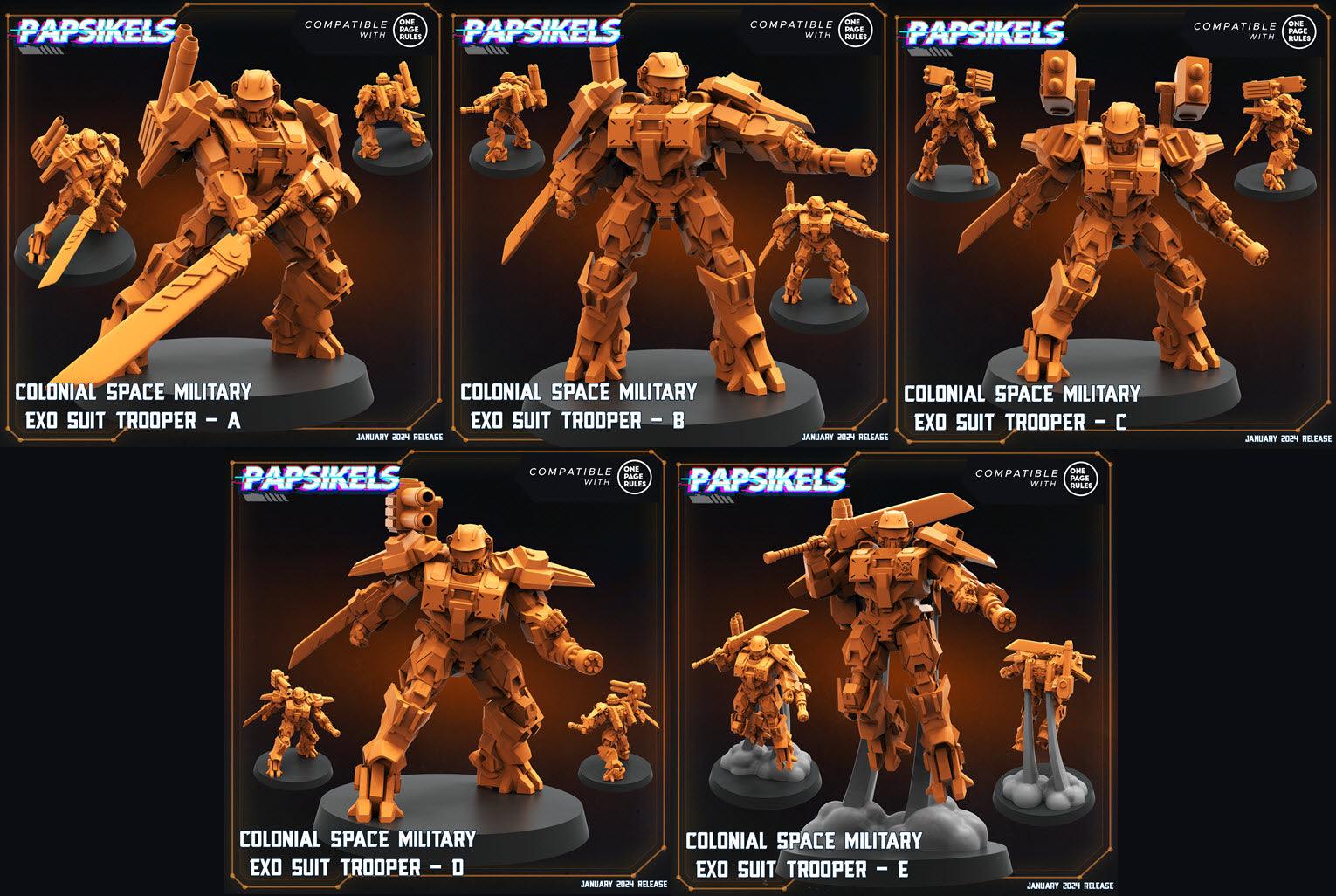 3D Printed Papsikels Human Offence Force Mech Troopers Set Dropship Troopers 28mm 32mm