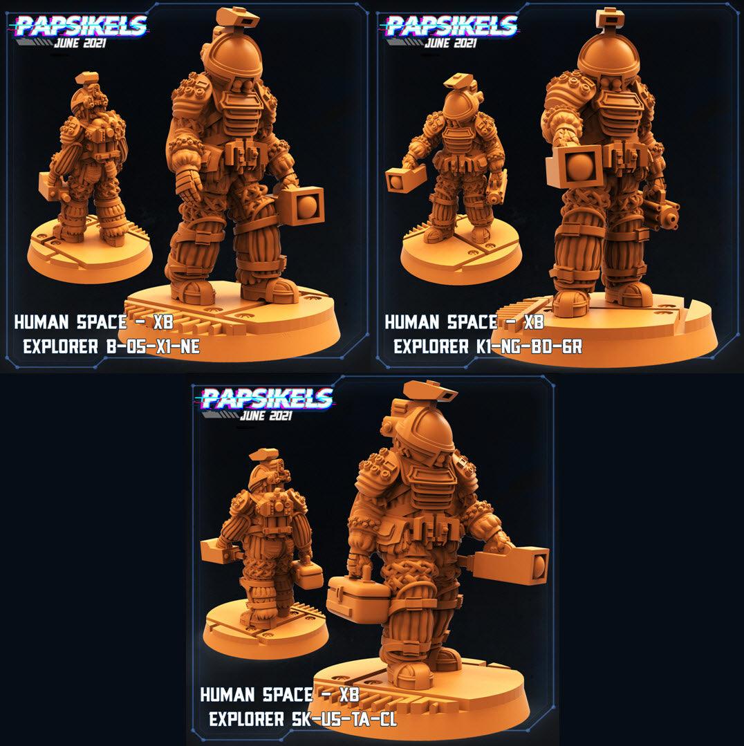 3D Printed Papsikels Human Space Explorer Set Aliens vs Humans Part 2 28mm 32mm