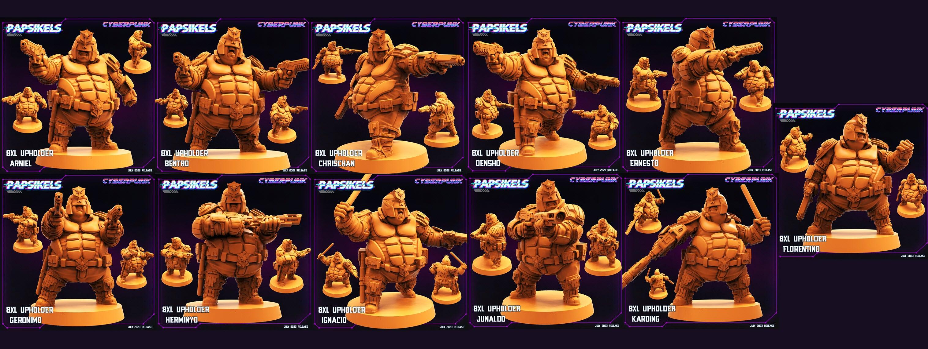 3D Printed Papsikels July 2023 - Cyberpunk 8XL Upholder Set 28mm 32mm