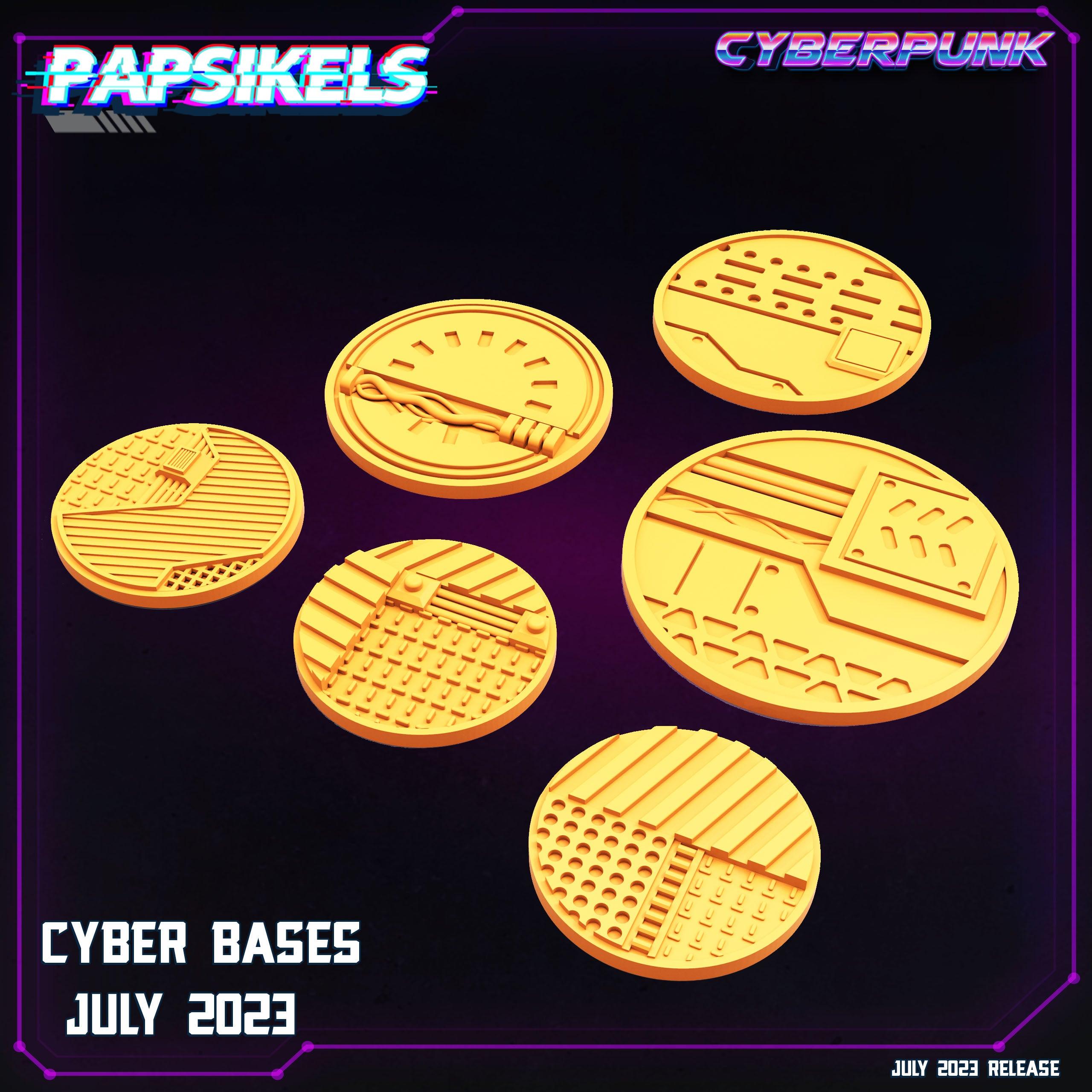 3D Printed Papsikels July 2023 - Cyberpunk July 2023 Cyber Bases Set 28mm 32mm