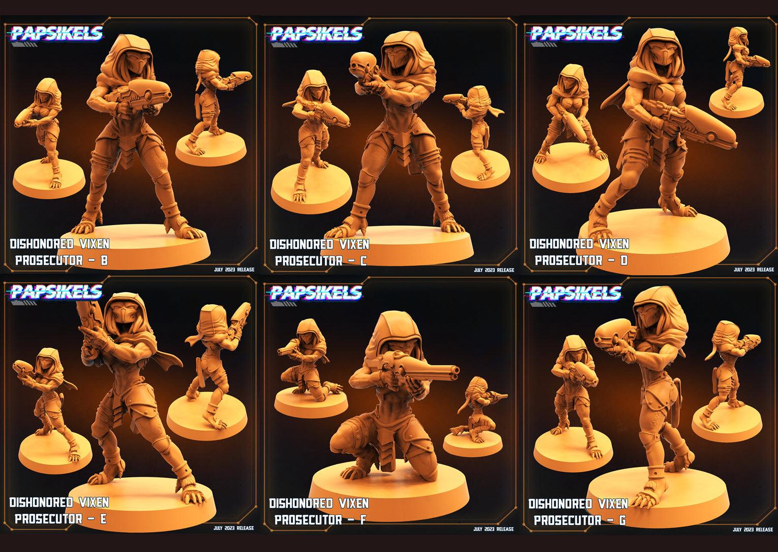 3D Printed Papsikels July 2023 - Xeno Wars Dishonored Vixen Persecutor Squad Set 28mm 32mm