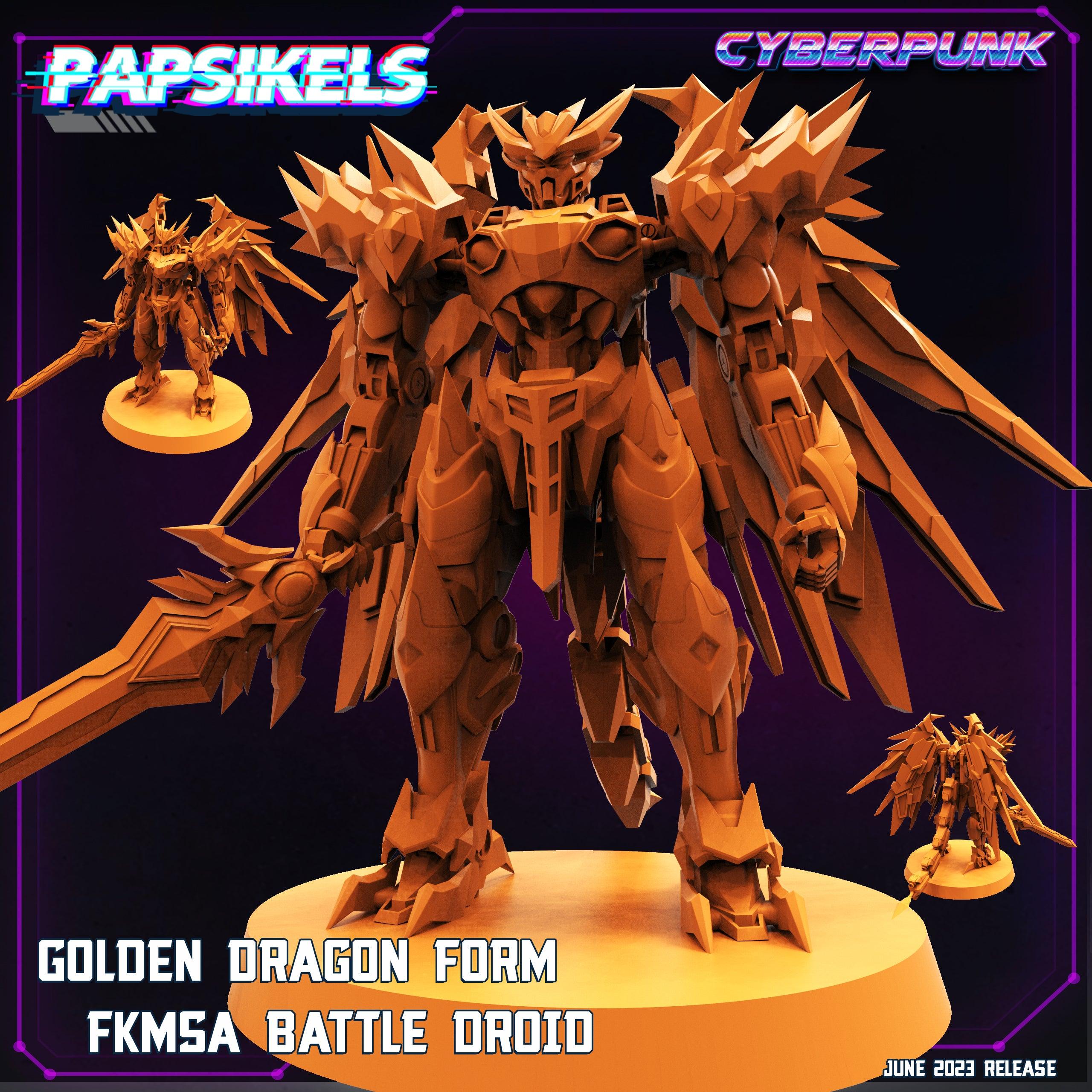 3D Printed Papsikels June 2023 Cyberpunk Golden Dragon Upgrade Kit For Fkmsa Battle Droid Exoja Type 1 28mm 32mm