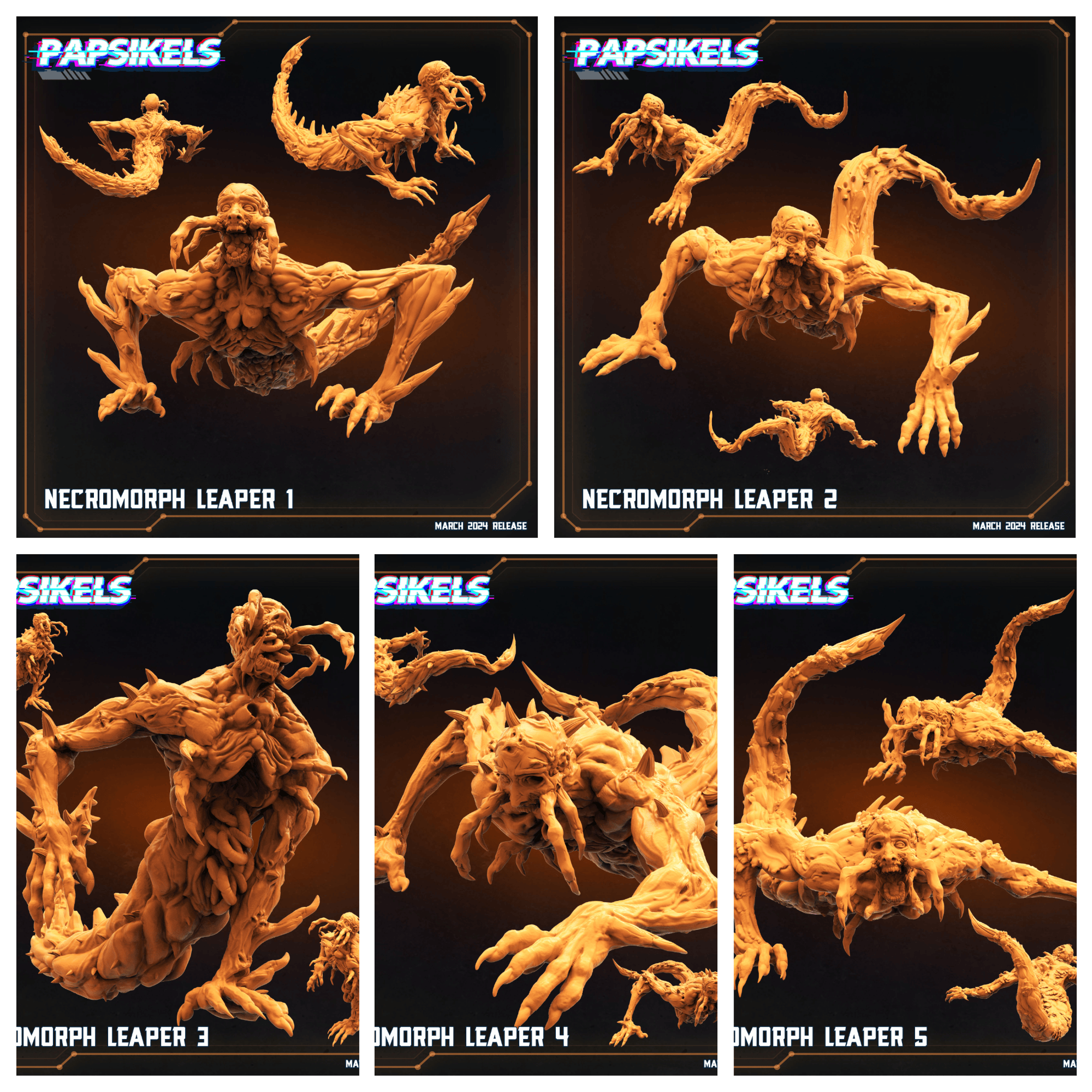3D Printed Papsikels Necromorph Leapers MARCH 2025 SCIFI 28mm 32mm