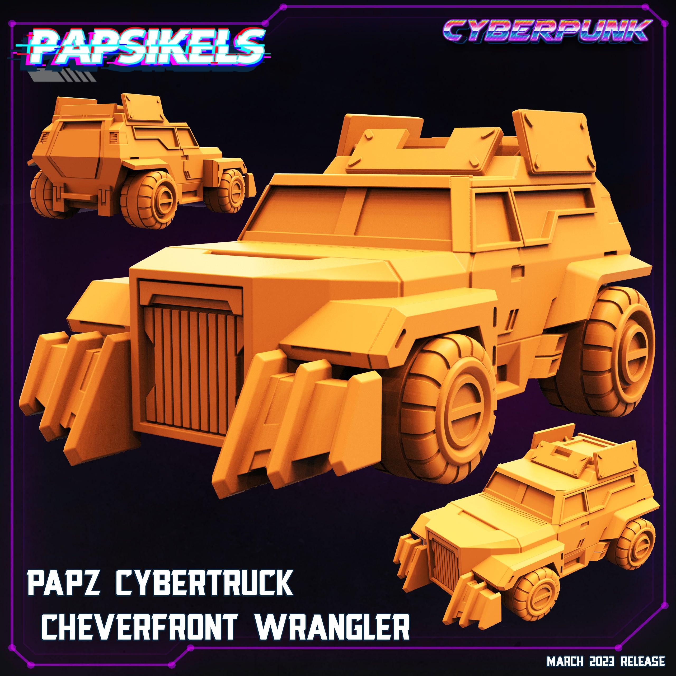 3D Printed Papsikels - Papz Cybertruck Cheverfront Wrangler March 2023 Cyberpunk - 28mm 32mm