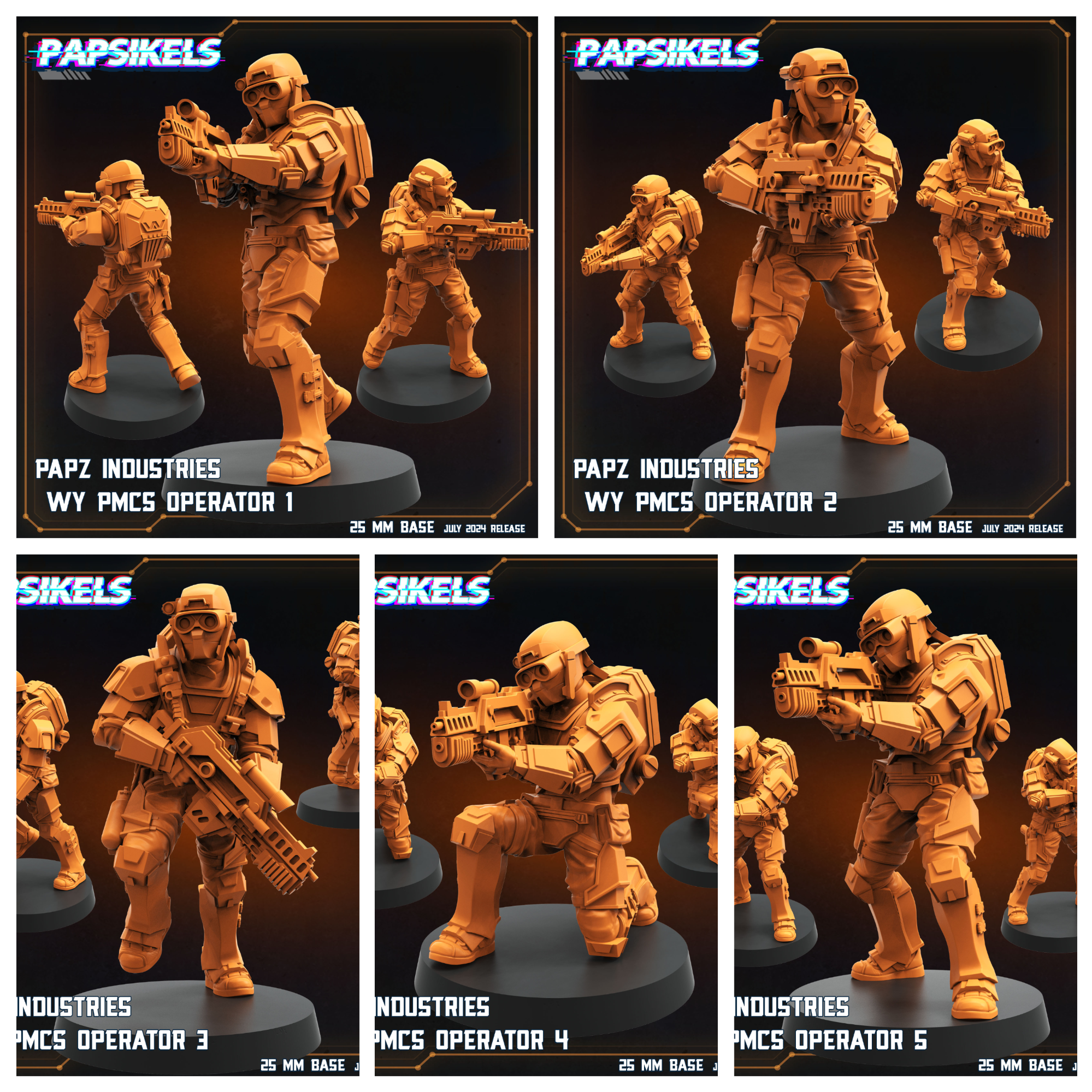 3D Printed Papsikels Papz Industries Wy Pmcs Operator Set July 2024 Scifi 28mm 32mm