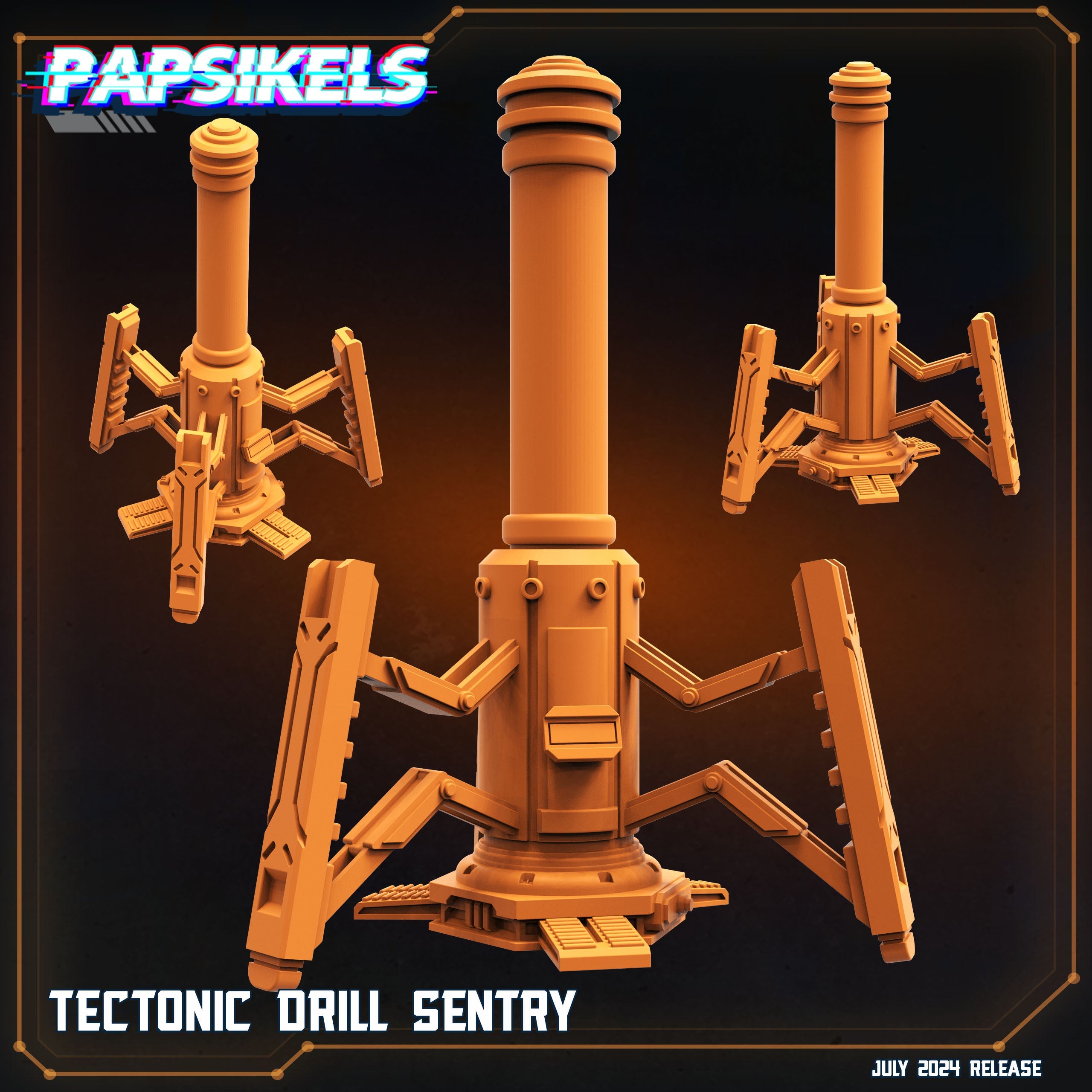 3D Printed Papsikels Tectonic Drill Sentry July 2024 Scifi 28mm 32mm