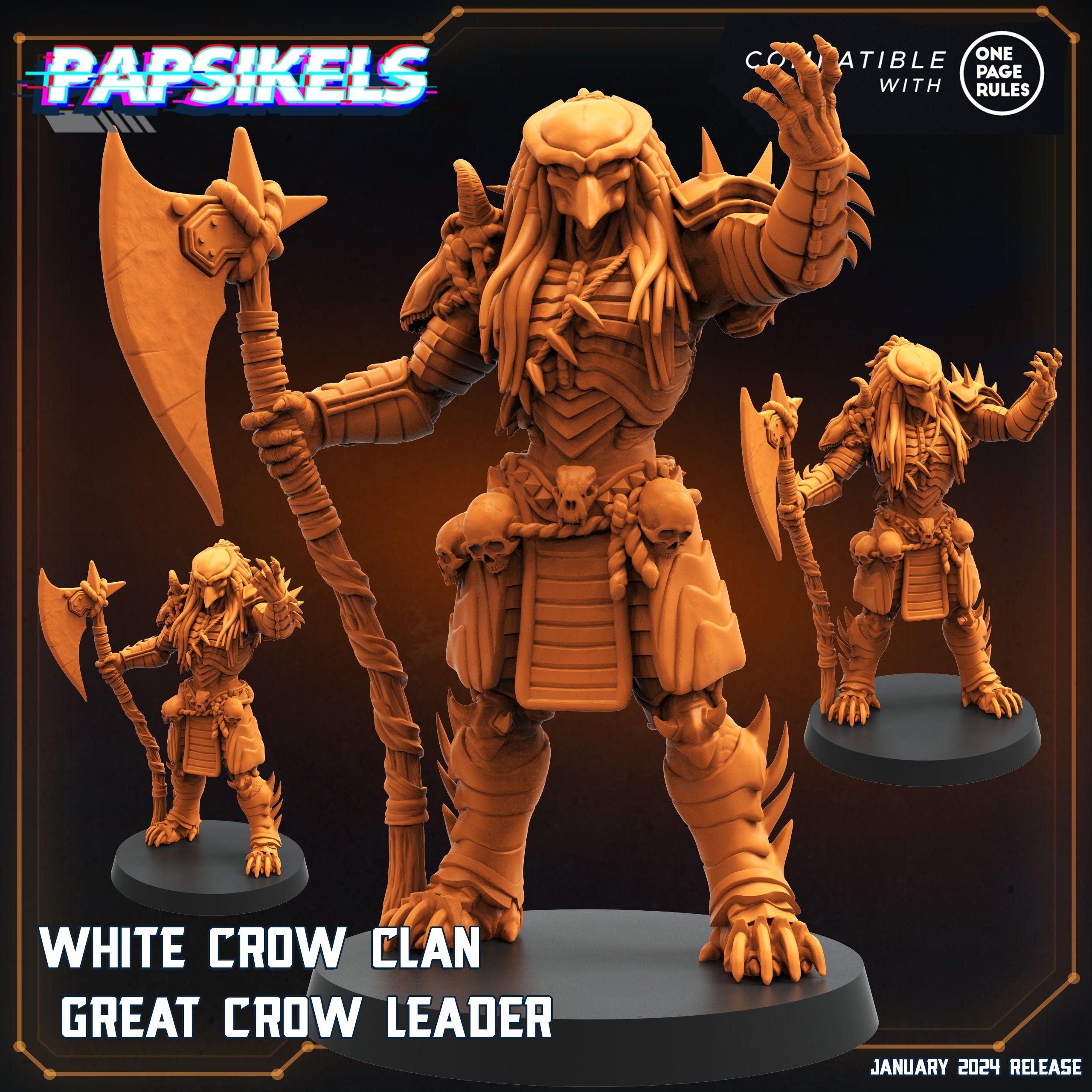 3D Printed Papsikels White Crow Clan Great Crow Leader 28mm 32mm