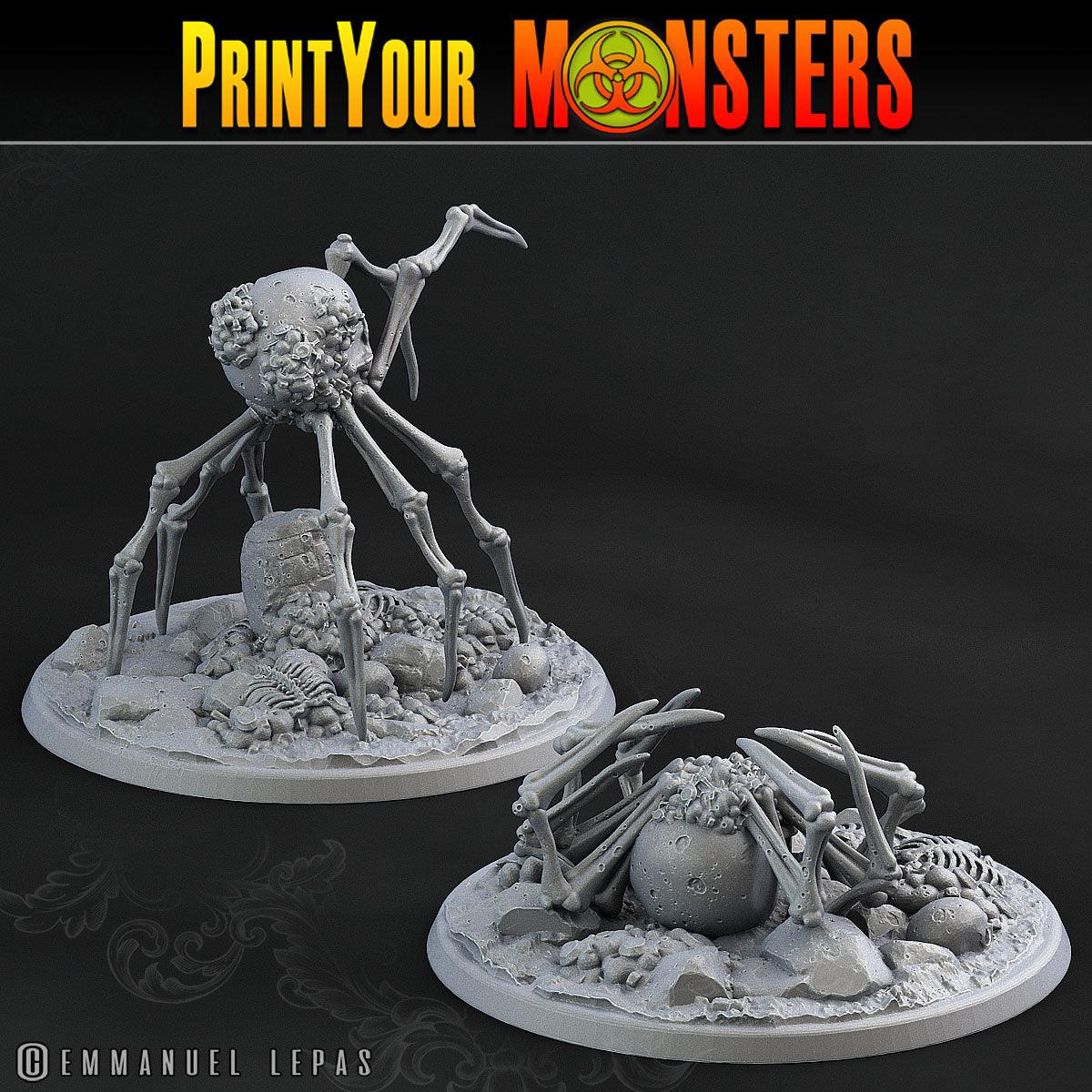 3D Printed Print Your Monsters 2 Bones Spiders Land of Bones Set 28mm - 32mm D&D Wargaming