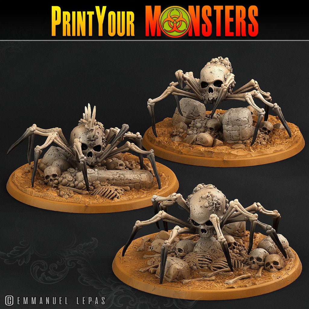 3D Printed Print Your Monsters 3 Bones Spiders Land of Bones Set 28mm - 32mm D&D Wargaming