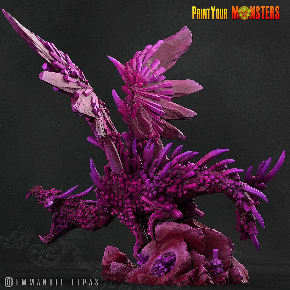 3D Printed Print Your Monsters Amethyst Dragon Legendary Crystal Monsters 28mm - 32mm D&D Wargaming