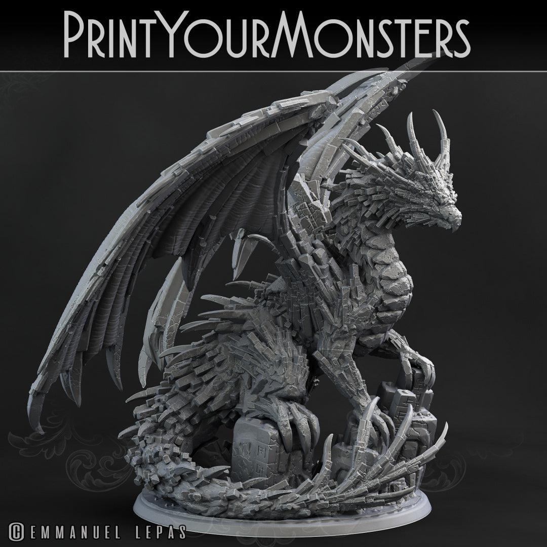 3D Printed Print Your Monsters Basalt Dragon Basalt Earth Elemental Set 28mm - 32mm D&D Wargaming