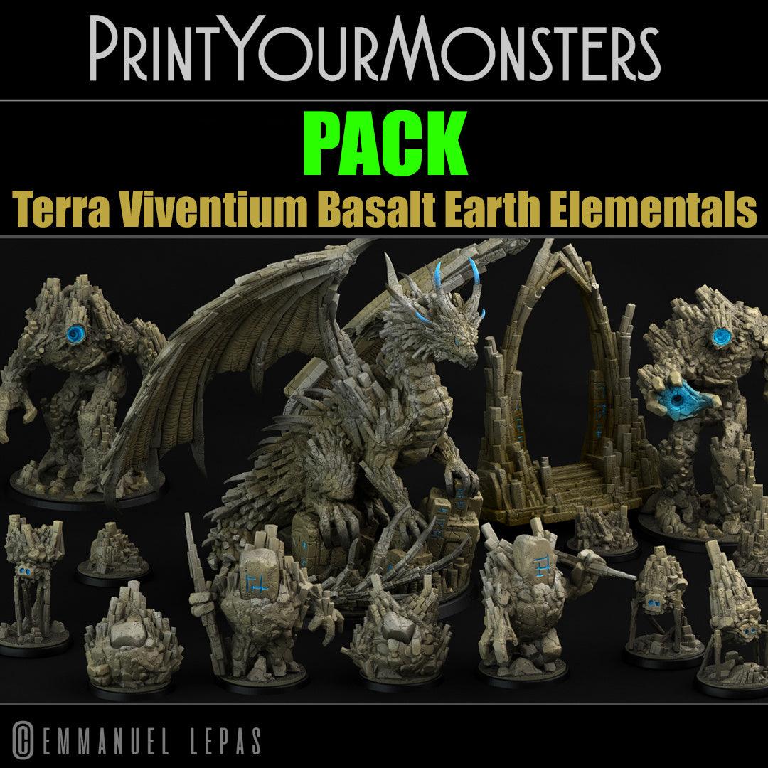 3D Printed Print Your Monsters Basalt Dragon Basalt Earth Elemental Set 28mm - 32mm D&D Wargaming