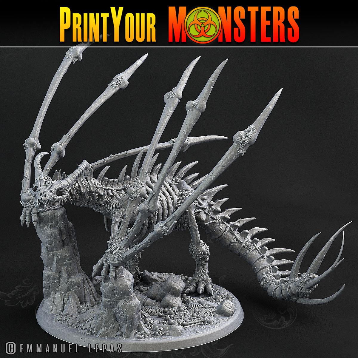 3D Printed Print Your Monsters Bones Dragon Land of Bones Set 28mm - 32mm D&D Wargaming