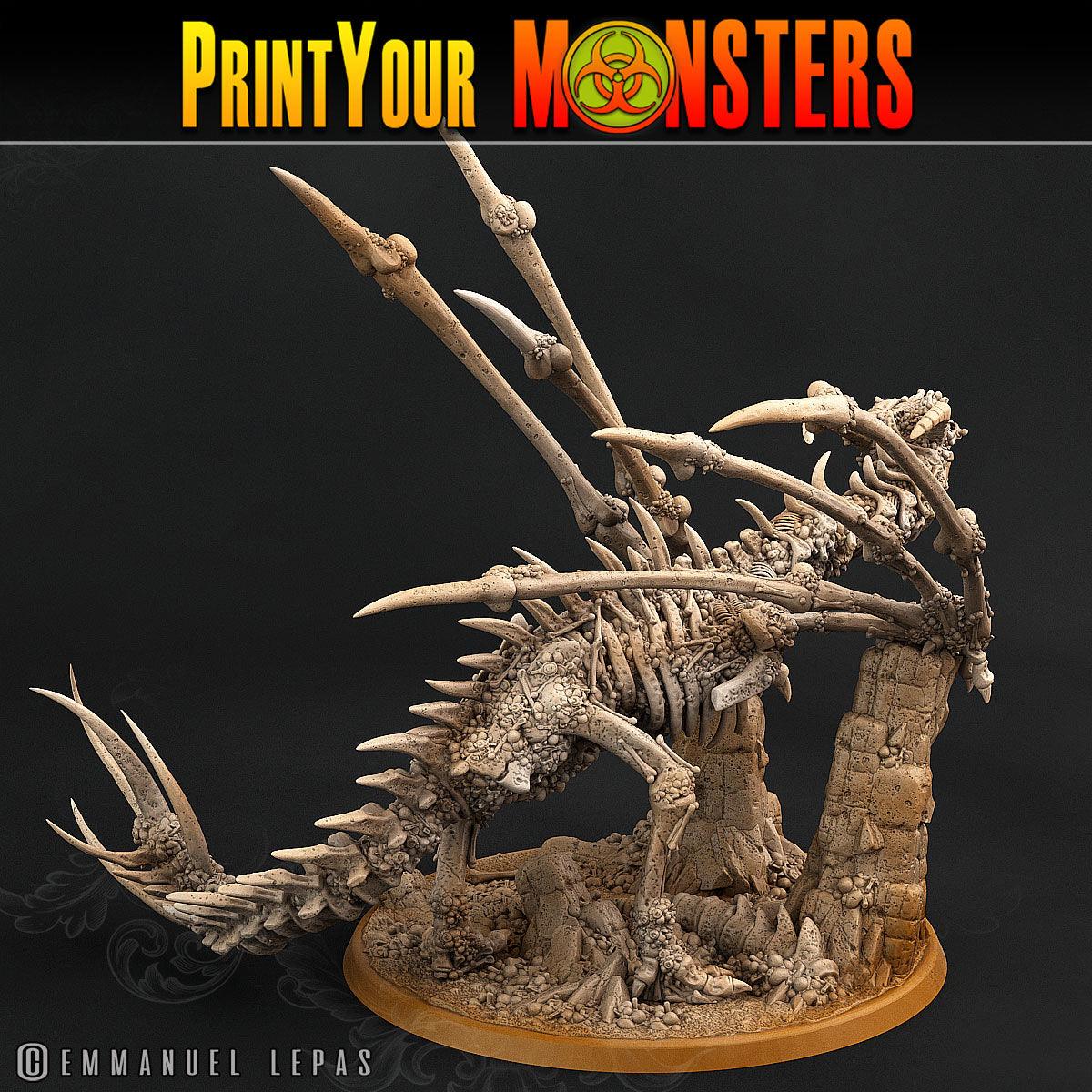 3D Printed Print Your Monsters Bones Dragon Land of Bones Set 28mm - 32mm D&D Wargaming