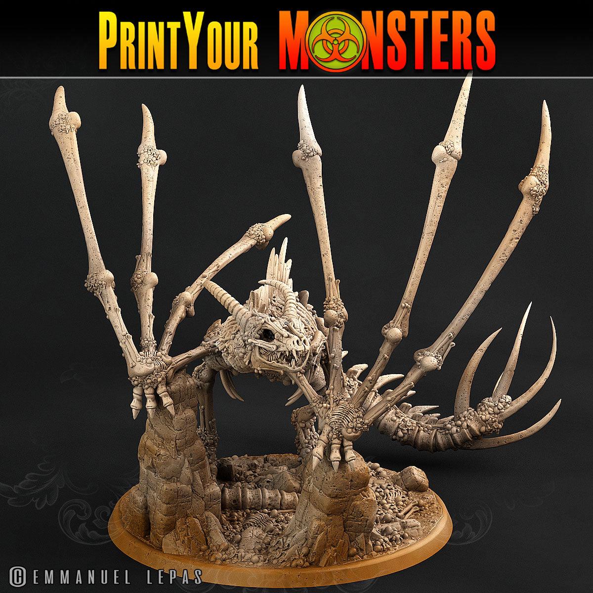 3D Printed Print Your Monsters Bones Dragon Land of Bones Set 28mm - 32mm D&D Wargaming