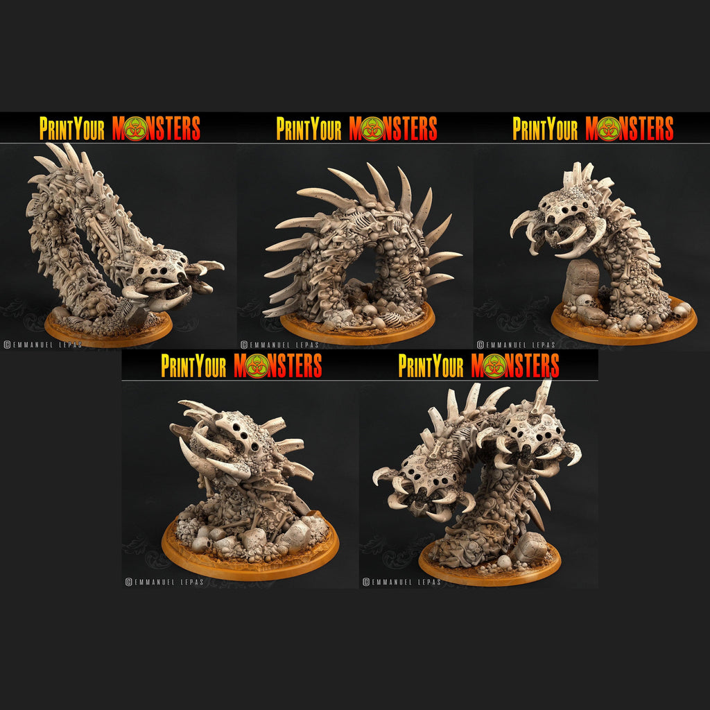3D Printed Print Your Monsters Bones Worms Land of Bones Set 28mm - 32mm D&D Wargaming