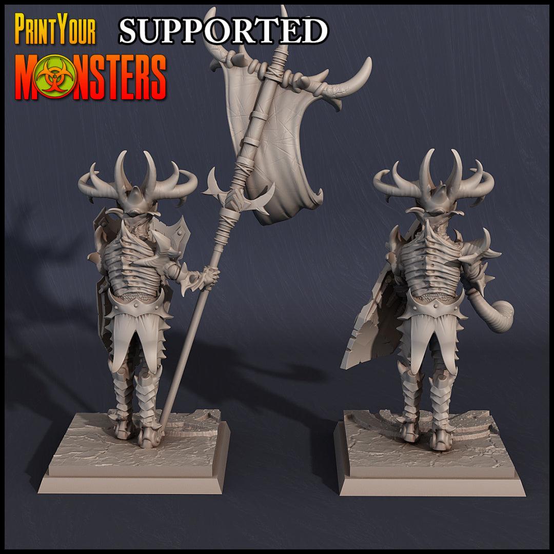 3D Printed Print Your Monsters Dark Elves Banner and Musician Set 28mm - 32mm D&D Wargaming