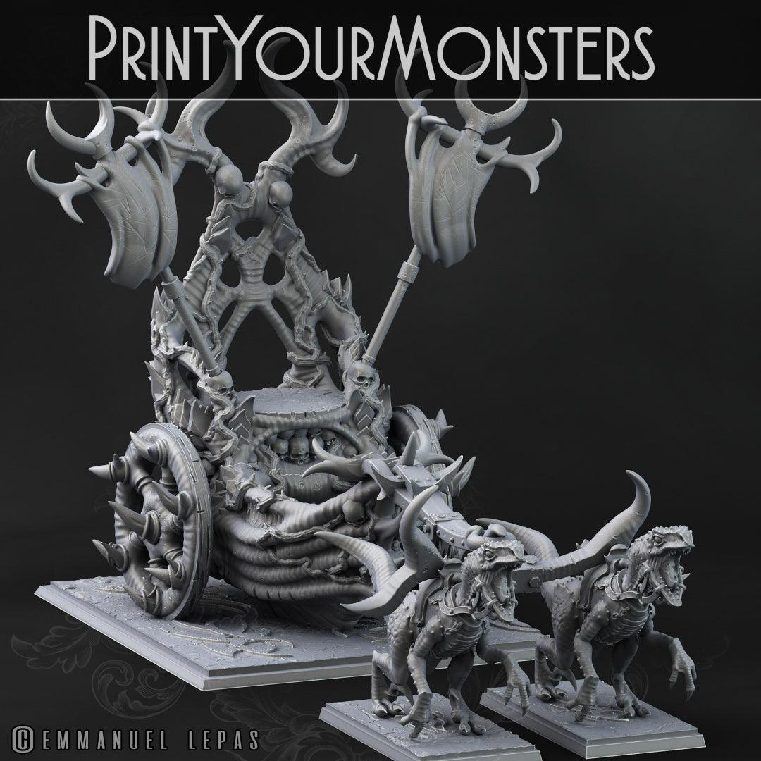 3D Printed Print Your Monsters Dark Elves Chariot and General Set 28mm - 32mm D&D Wargaming