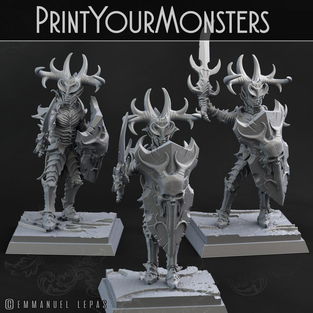 3D Printed Print Your Monsters Dark Elves Sword Soldiers Set 28mm - 32mm D&D Wargaming