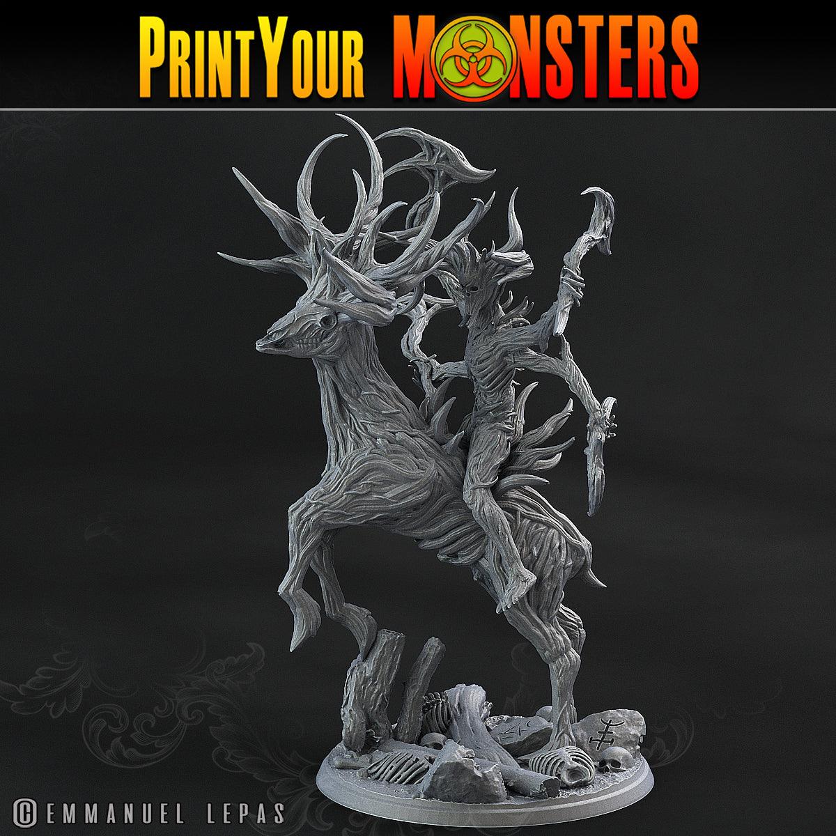 3D Printed Print Your Monsters Dark Tree Man Champion The Shadowcreep Wood Set 28mm - 32mm D&D Wargaming