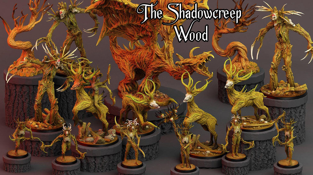 3D Printed Print Your Monsters Dark Tree Man Champion The Shadowcreep Wood Set 28mm - 32mm D&D Wargaming