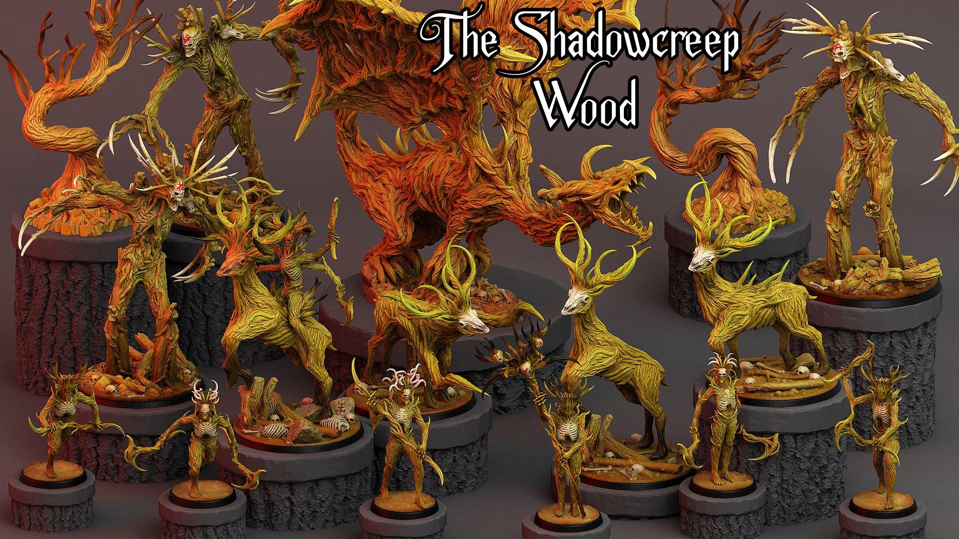 3D Printed Print Your Monsters Dark Tree Man Champion The Shadowcreep Wood Set 28mm - 32mm D&D Wargaming