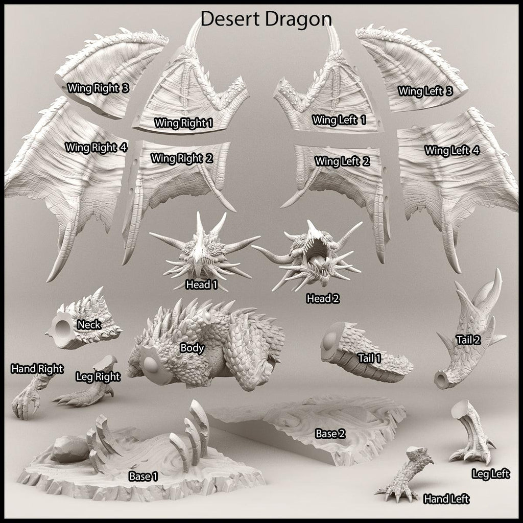 3D Printed Print Your Monsters Desert Dragon Desert Orcs Set 28mm - 32mm D&D Wargaming