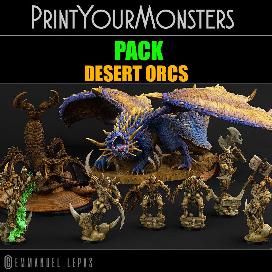 3D Printed Print Your Monsters Desert Dragon Desert Orcs Set 28mm - 32mm D&D Wargaming