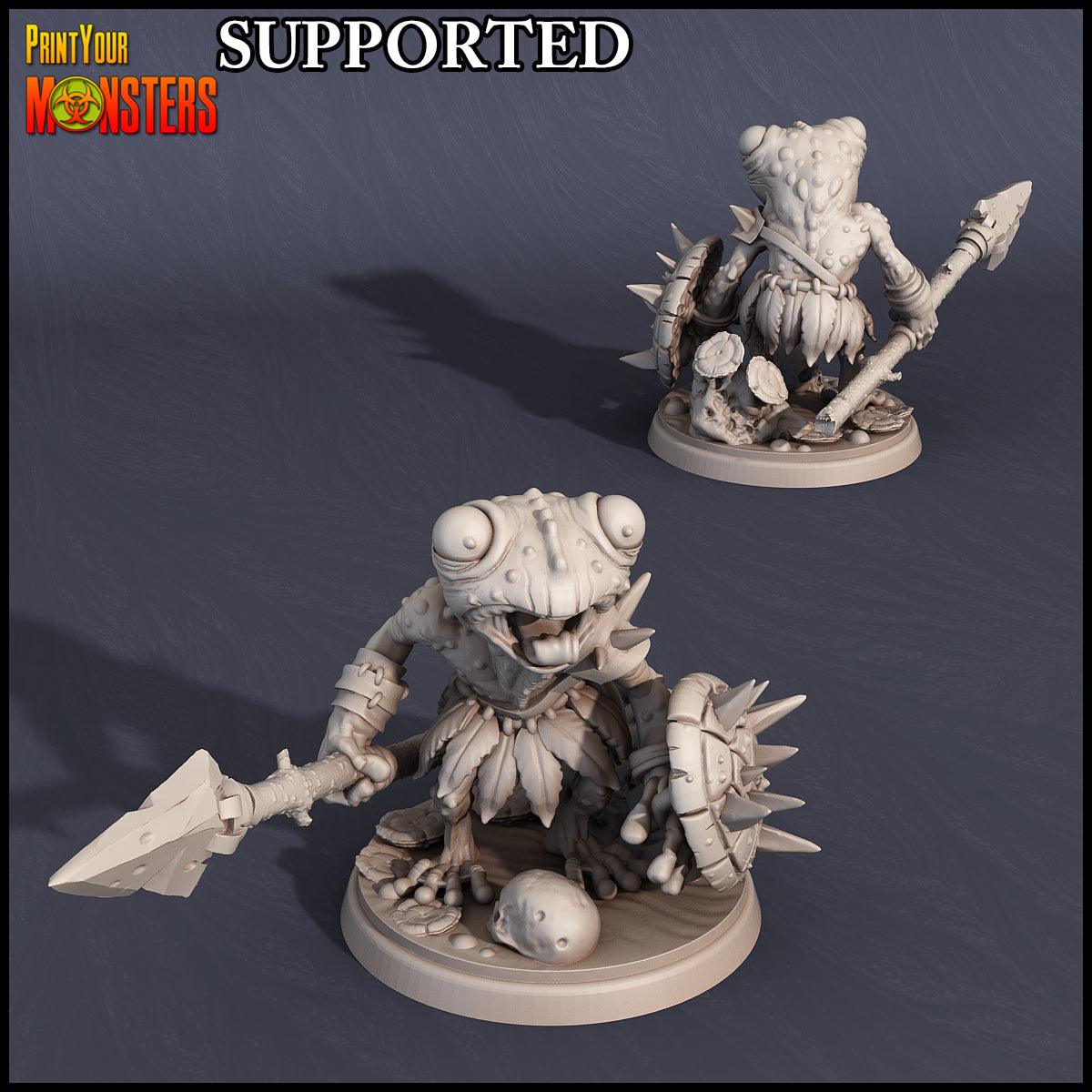 3D Printed Print Your Monsters Frog Lancer Swamp Invasion 28mm - 32mm D&D Wargaming