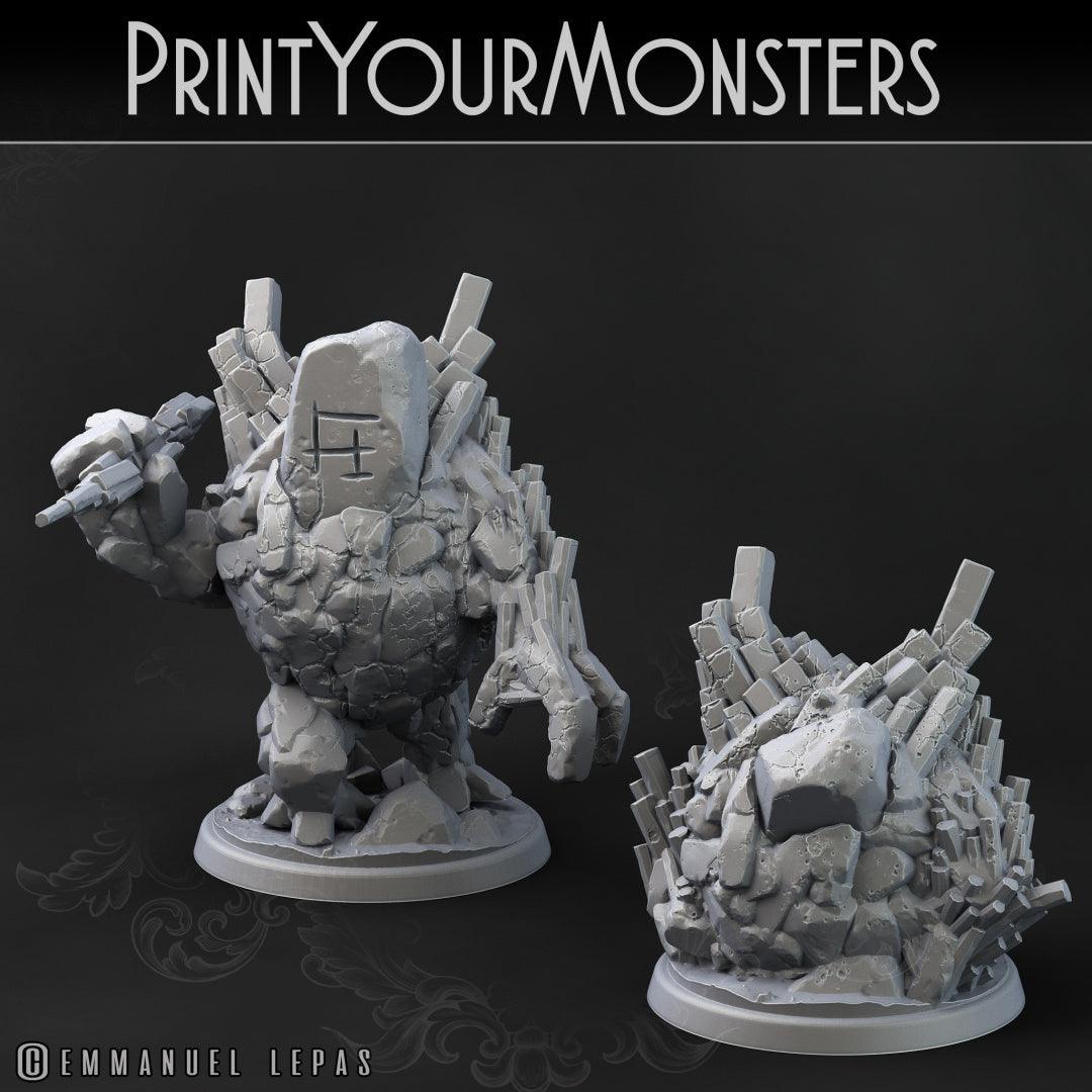 3D Printed Print Your Monsters Gardiens Basalt Earth Elemental Set 28mm - 32mm D&D Wargaming