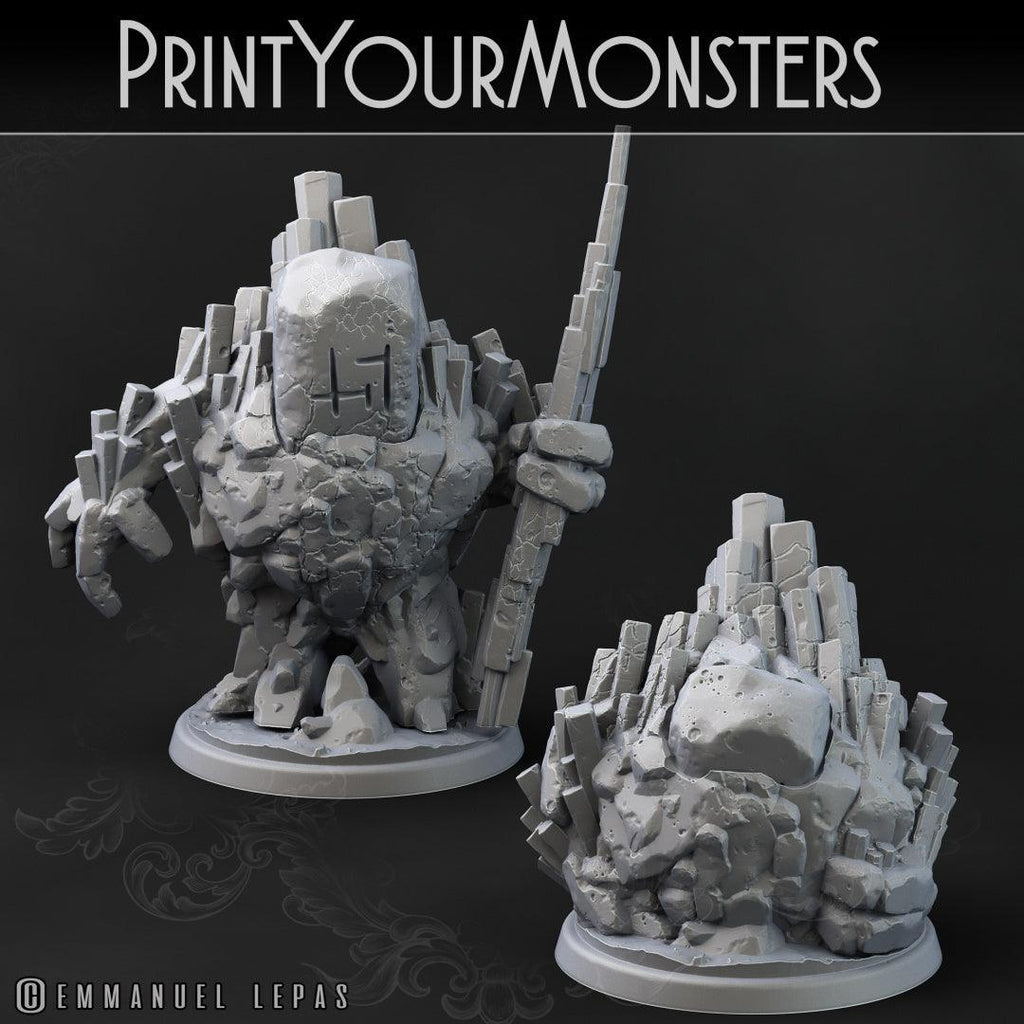 3D Printed Print Your Monsters Gardiens Basalt Earth Elemental Set 28mm - 32mm D&D Wargaming