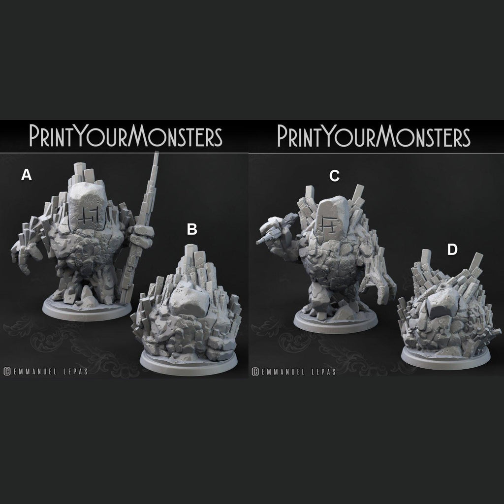 3D Printed Print Your Monsters Gardiens Basalt Earth Elemental Set 28mm - 32mm D&D Wargaming