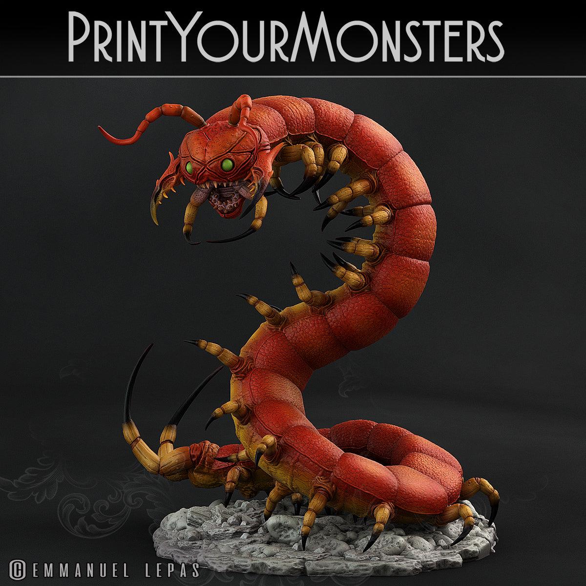 3D Printed Print Your Monsters Giant Centipede Total Insects 28mm - 32mm D&D Wargaming