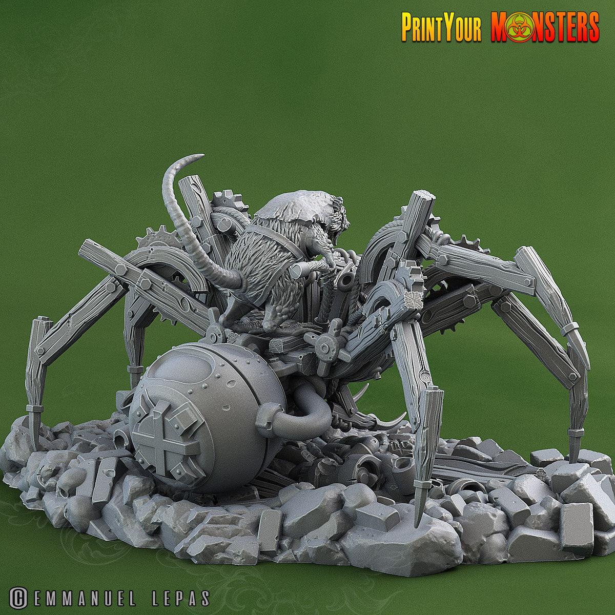3D Printed Print Your Monsters Giant Mechanic Spiders and Riders The Toxic Rats Domination Set 28mm - 32mm D&D Wargaming