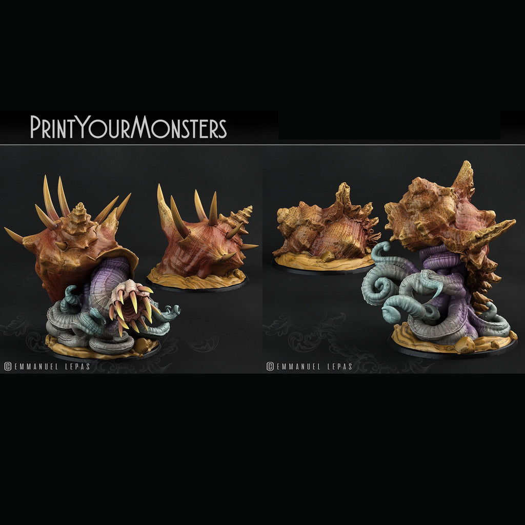 3D Printed Print Your Monsters Giant Shells Lurkers of the Deep 28mm - 32mm D&D Wargaming