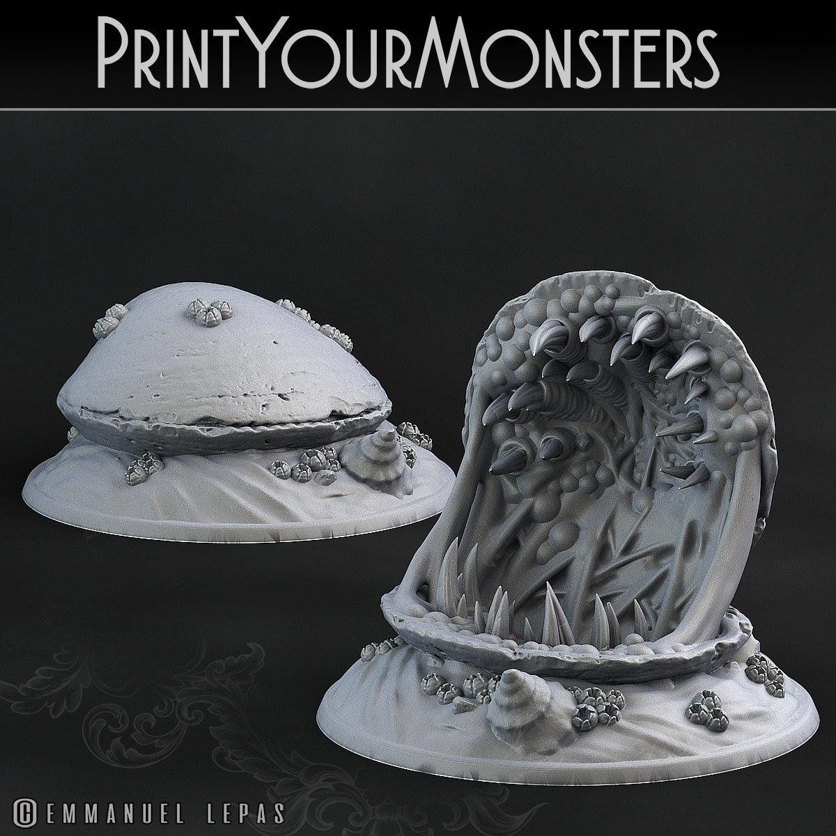 3D Printed Print Your Monsters Giants Clams Lurkers of the Deep 28mm - 32mm D&D Wargaming
