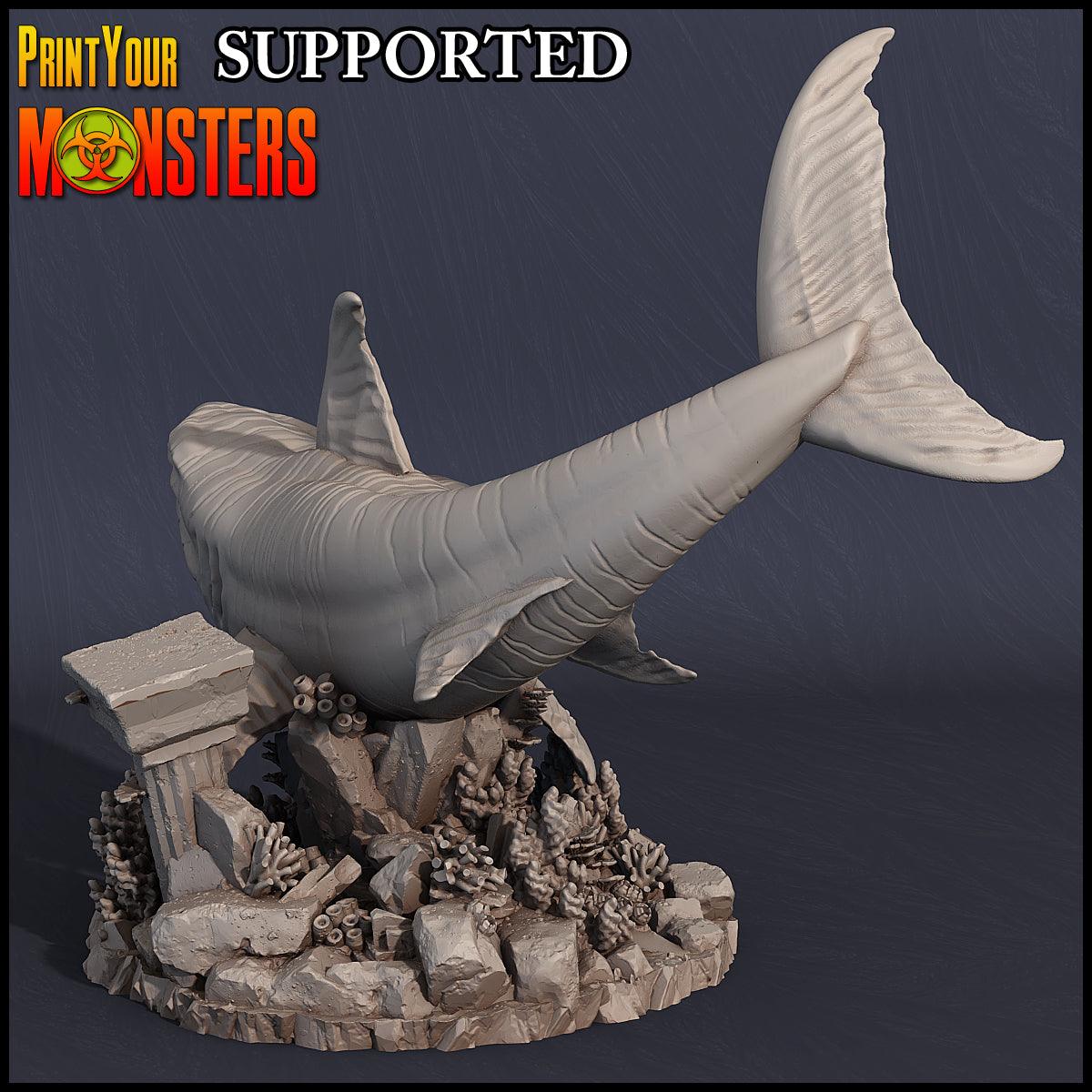 3D Printed Print Your Monsters Great White Shark Rider Dark Water Sanctum 28mm - 32mm D&D Wargaming