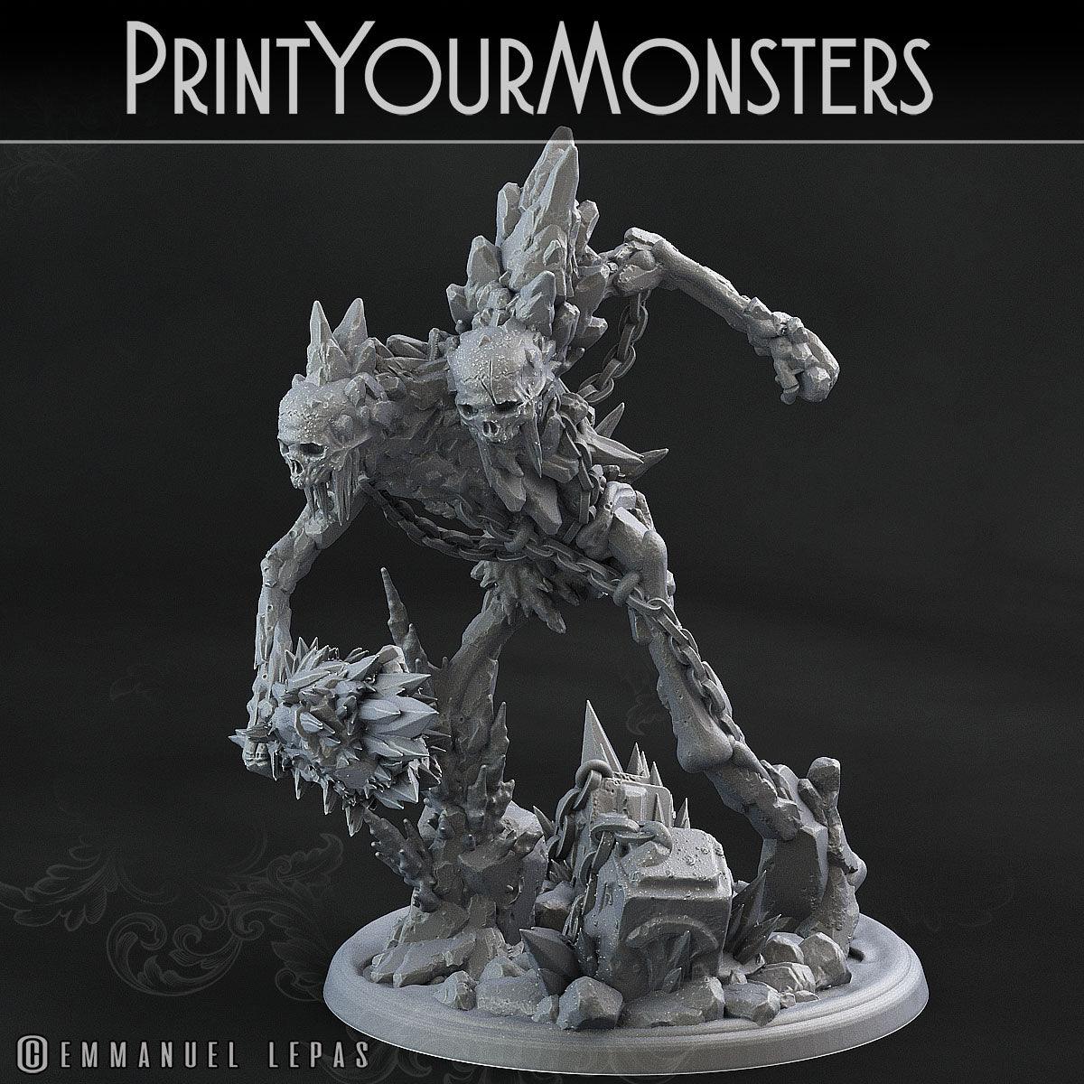 3D Printed Print Your Monsters Hoarfrost Ettin Skeletons The Wrath of Gloomrime Monsters Part II Set 28mm - 32mm D&D Wargaming