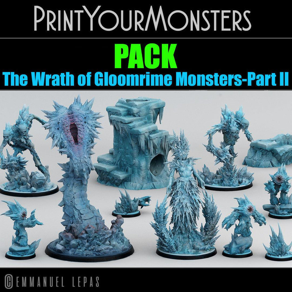 3D Printed Print Your Monsters Hoarfrost Ettin Skeletons The Wrath of Gloomrime Monsters Part II Set 28mm - 32mm D&D Wargaming