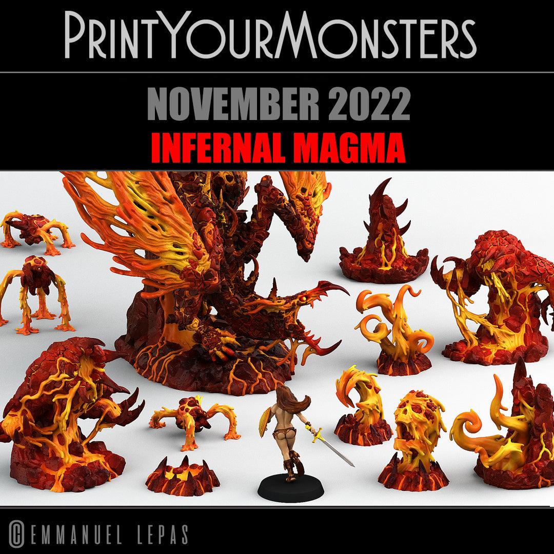 3D Printed Print Your Monsters Infernal Magma Dragon 28mm - 32mm D&D Wargaming