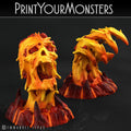 3D Printed Print Your Monsters Infernal Magma Skull and Hand 28mm - 32mm D&D Wargaming