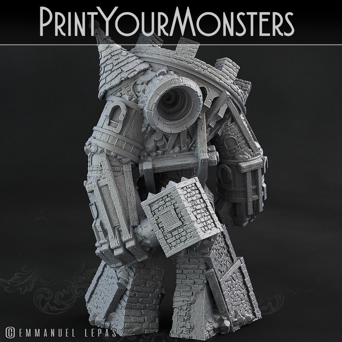 3D Printed Print Your Monsters Medieval Construct Golem - Total Golems 28mm - 32mm D&D Wargaming