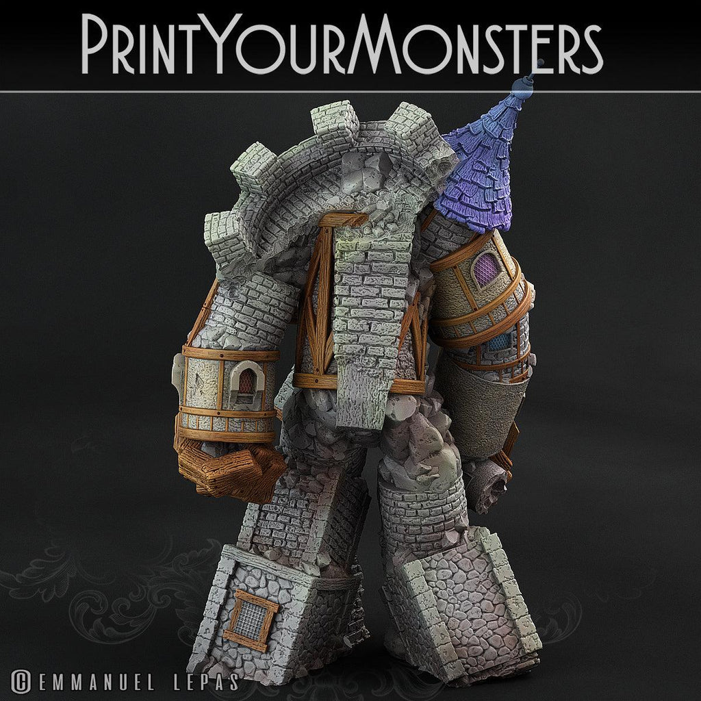 3D Printed Print Your Monsters Medieval Construct Golem - Total Golems 28mm - 32mm D&D Wargaming
