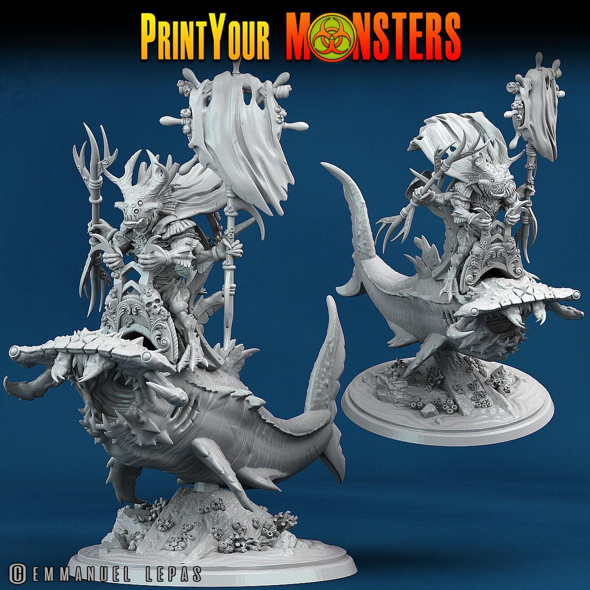 3D Printed Print Your Monsters Mutant Sharks The Searakin Domination Set 28mm - 32mm D&D Wargaming