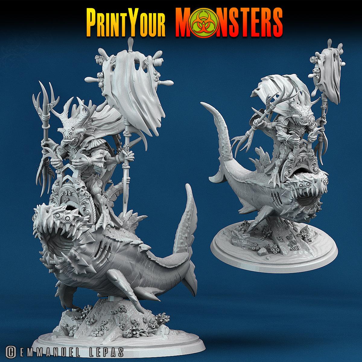 3D Printed Print Your Monsters Mutant Sharks The Searakin Domination Set 28mm - 32mm D&D Wargaming